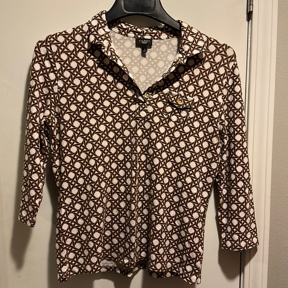 Talbots Tops - Talbots Women’s Brown 3/4 Sleeves Polo Large